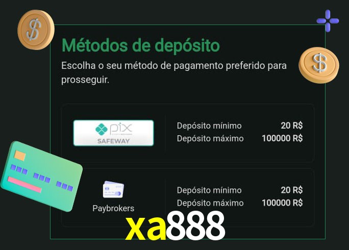 O cassino xa888 oferece uma grande variedade de métodos de pagamento